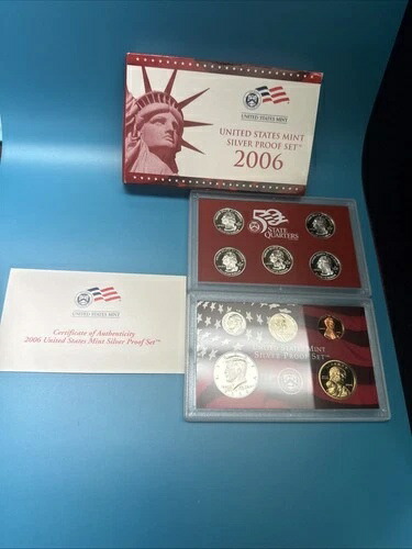2006 年 シルバー プルーフ コイン 10 枚セット、COA 付き。