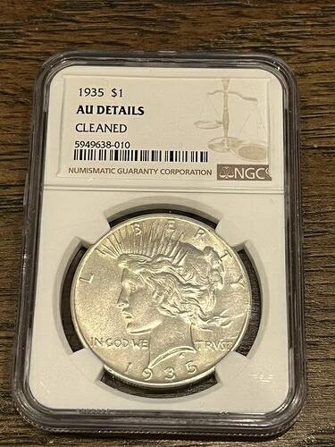 1935年 P ピースドル シルバー NGC AU 詳細クリーニング済み