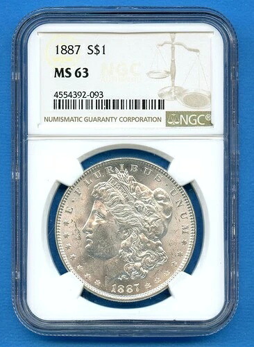 1887 P NGC MS63 モルガン銀貨 1ドル 米国造幣局発行 1887-P MS-63 ブラストホワイト