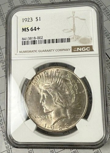 1923年 ピースドル 1ドル NGC MS 64+ 90% 米国銀貨