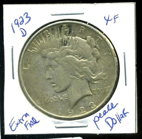 1923年 D XF ピースドル エクストラファイン 90% シルバー 100セント アメリカ US$1 ナイスコイン #3030