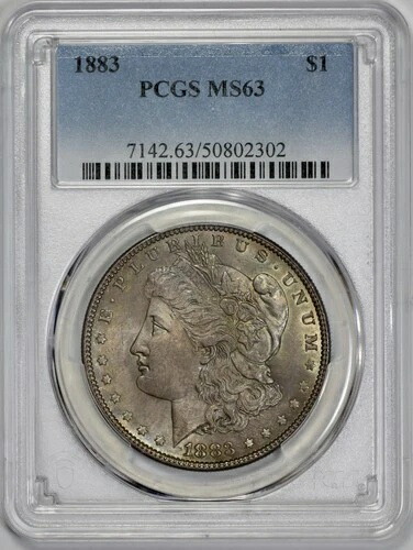 1883年 モルガンシルバー 1ドル PCGS MS 63 ゴールデンシャンパントーン