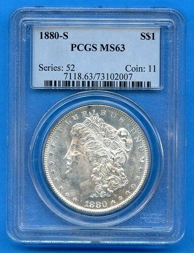 1880 S PCGS MS63 モルガン シルバー ダラー $1 米国造幣局コイン 1880-S MS-63 OBH セミPL 42,900円