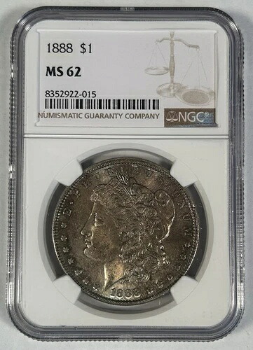 1888年製 モルガン銀貨 1ドル硬貨 NGC MS 62 トーン