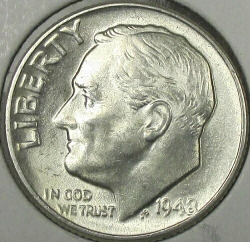 1948年ルーズベルト銀貨10セントエラーコイン - DDO