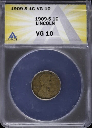 1909 S 1C リンカーン小麦セント ANACS VG 10 非常に良い