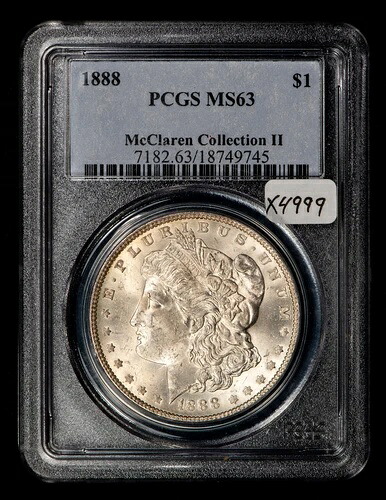 1888年 1ドル モルガン銀貨 - マクラーレン・コレクション II - PCGS MS 63 - SKU-X4999