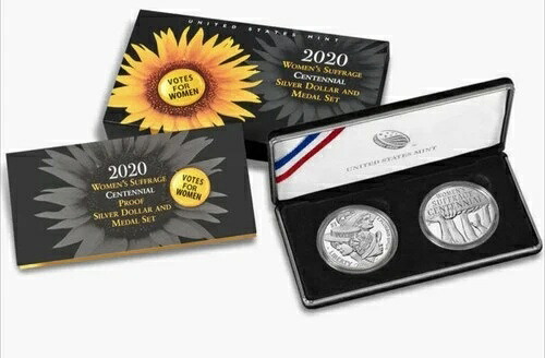 2020年女性参政権100周年記念シルバードルとメダルセット（箱付き、COA OGP付き）