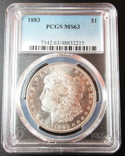 1883 年 モルガン シルバー ダラー $1 PCGS 認定 MS 63 !