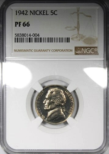 1942年 タイプ1 プルーフ ジェファーソンニッケル NGC PR66 ジェムクオリティコイン