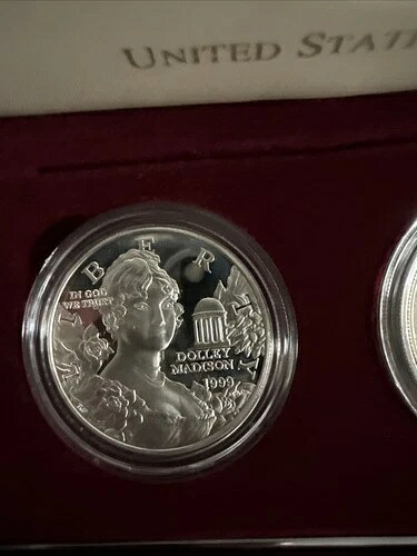 1999年 P ドリー・マディソン シルバードルセット 記念プルーフ＆未使用ボックス＆COA 42,900円
