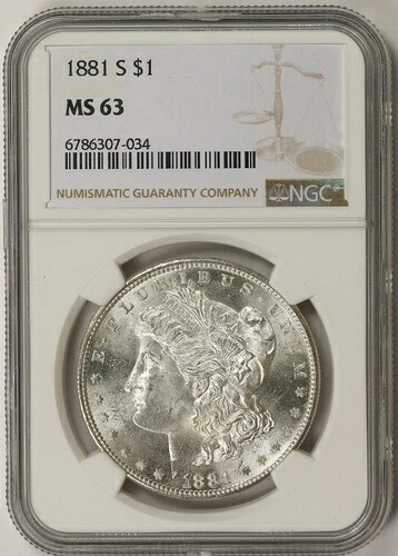1881-S モルガン・ダラー銀貨 $1 MS 63 NGC