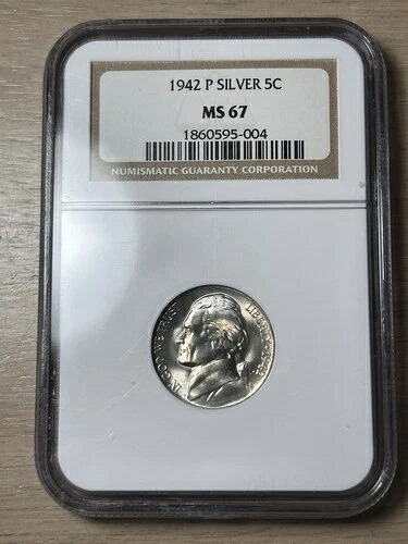 1942-P ジェファーソンニッケル NGC MS67 シルバーウォーニッケル