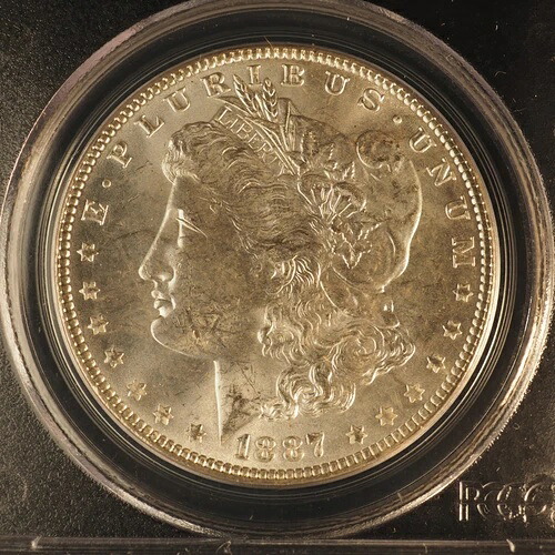 1887年-P モルガン銀貨 - OGH PCGS MS64 - 送料無料! G1203