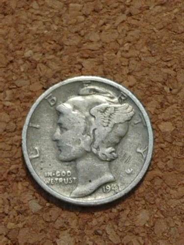 1941年 マーキュリー・ウィングド・リバティ・ヘッド・ダイム 90%銀貨