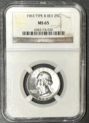 1963年 ワシントン クォーター NGC MS65 タイプB 裏面 FS-901 ジェムBU シルバー バラエティ