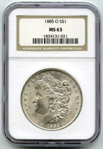 1885-O モルガン銀貨 NGC MS63 認定 - ニューオーリンズ造幣局 - P705