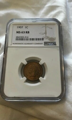 1907年インディアンヘッドセント1セント - NGC MS 63 RB 美品 希少