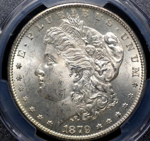 1879年 S モーガンドル PCGS MS 63 ソフトフロステッドホワイトラスター、かなり良いチーク、