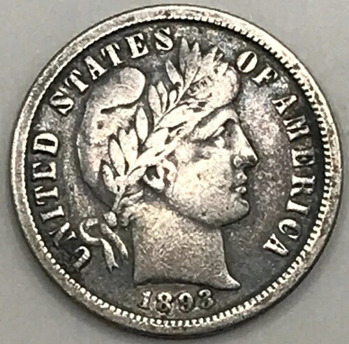 1893-O バーバーダイムシルバー 状態良好 VF 希少 日付