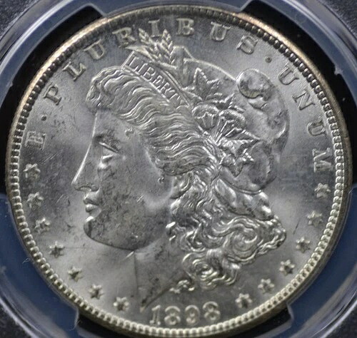 1898年 O モルガン・ダラー PCGS MS 63 オールホワイト 良好な打痕と光沢、接触痕あり