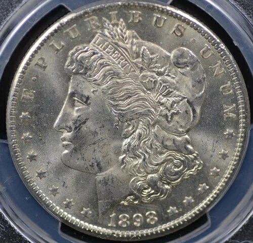 1898年 O モルガン・ダラー PCGS MS 63 オールホワイト 良好な打痕と光沢、接触痕あり