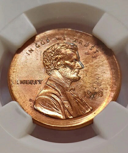 1998年 MS64RB NGC マルチストラック ラージ ブロードストラック リンカーン セント ミント エラー 2 プロファイル