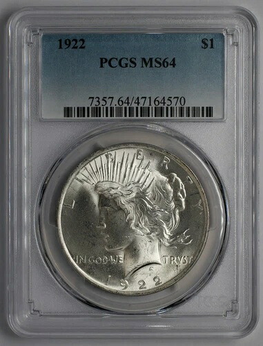 1922年 ピースシルバードル PCGS MS64