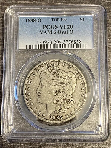 AVC- 1888-O VAM-6「オーバルO」モルガン・ダラー トップ100 PCGS VF20