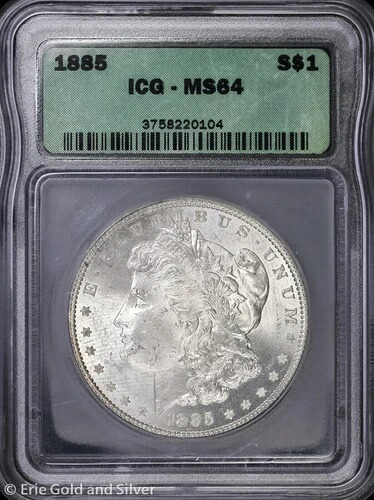 1885-P 1ドル モルガン銀貨 ICG MS 64 | 未流通 UNC BU