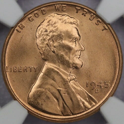 1945-D 1セント リンカーン・ウィート・セント - NGC MS 67 RD