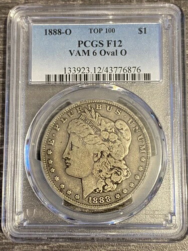 AVC- 1888-O VAM-6 「オーバル O」 モーガン ドル トップ 100 PCGS F12
