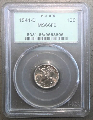 PCGS MS66 FB OGH 1941-D マーキュリーダイム 10セント ジェム BU ? 希少な高品位銀貨 42,900円