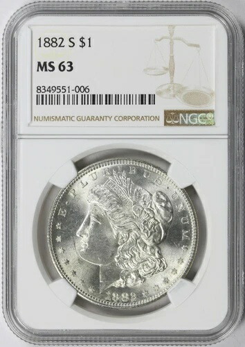 1882-S 1ドル モルガン・ダラー NGC MS63