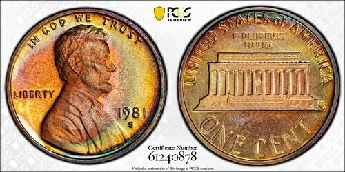 1981-S リンカーン セント プルーフ タイプ 1 PR66RB PCGS ゴールド シールドトーン