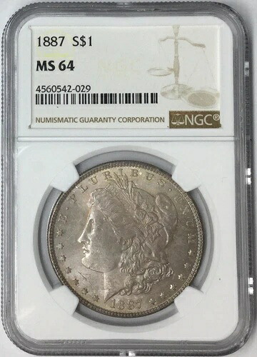 1887年 1ドル モルガン銀貨 NGC MS64 トーン #
