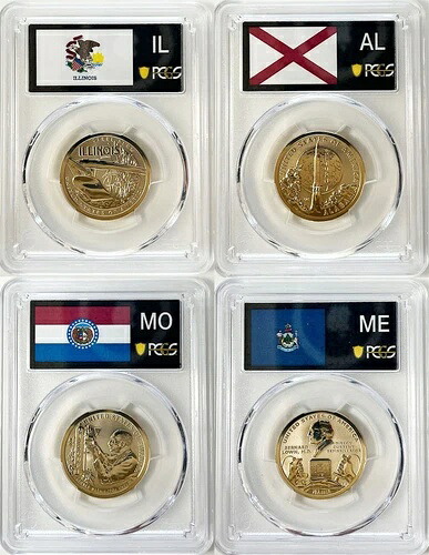2024年 S リバースプルーフ イノベーションドル オール4 コイン PCGS PR 69 州旗ラベル