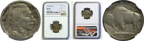 1919-D 5C バッファローニッケル NGC VF-20 42,900円