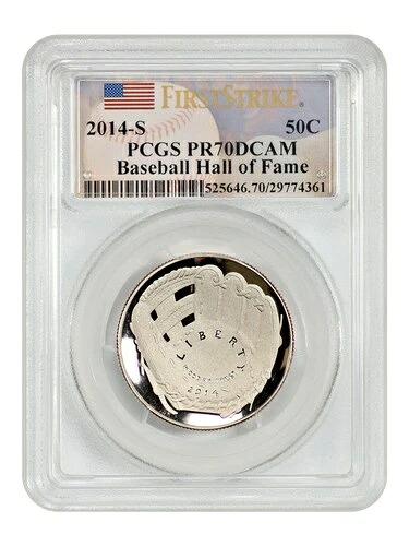 2014-S 50C 野球殿堂入り PCGS PR70DCAM (ファーストストライク) 42,900円