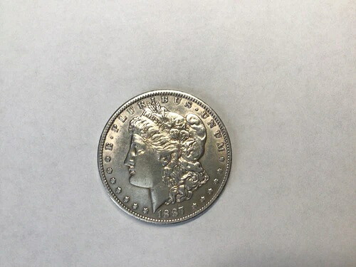 1887-O モルガン銀貨。銀90%、鑑定なし、流通、良品