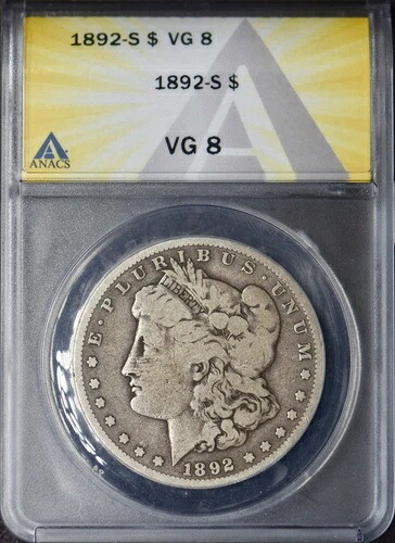 1892-S モルガン銀貨 - ANACS VG8 - ?COINGIANTS?