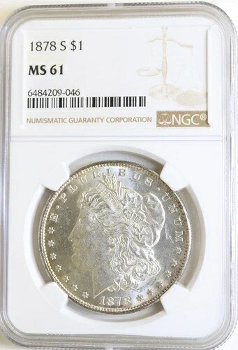 1878-S モーガン銀貨 - NGC - MS61 - 素晴らしい光沢!!