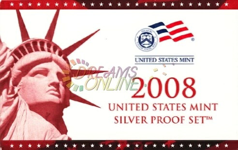 2008-S 米国造幣局 シルバー プルーフ セット (鑑定書と箱付き) - メガ 14 コイン - 90% シルバー NIP