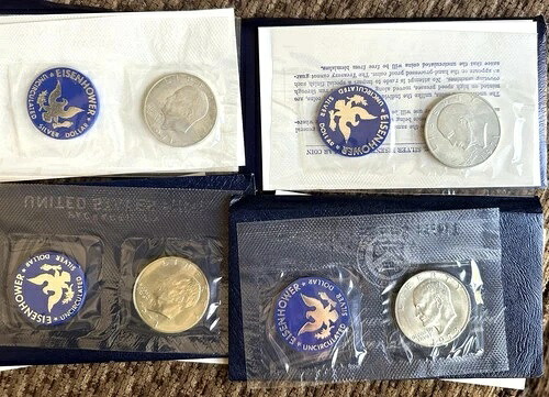 ドワイト・アイゼンハワー 1ドル硬貨 4枚セット 未流通 40%銀 1971-1973 COA付き