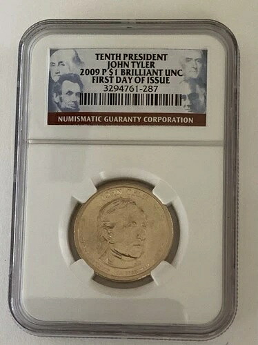 2009 P $ 1 - 第10代大統領ジョン・タイラー・ブリリアントUNC。FDI発行初日NGC
