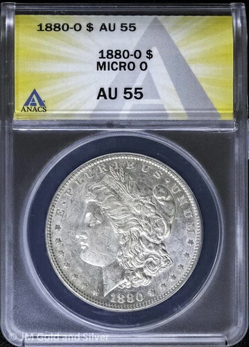 1880-O 1ドル モルガン銀貨 ANACS AU 55 | マイクロO