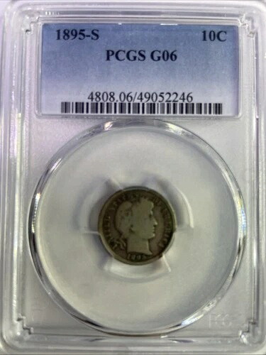 1895-S G-06 バーバーダイム - PCGS G6認定コイン
