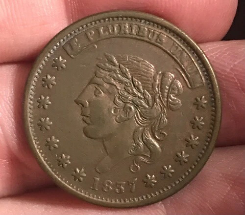 1837 年自由 / 防衛のための百万ポンドの大型セント サイズ トークン、AU、希少!
