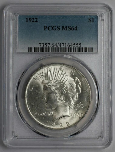 1922年 ピースシルバードル PCGS MS64