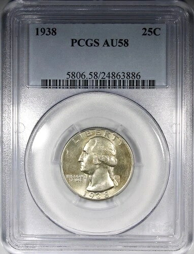 1938-P ワシントン クォーター PCGS AU58 エブリマンセット 流通品